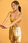 Mirissa Silk Shorts Golden Leaves
