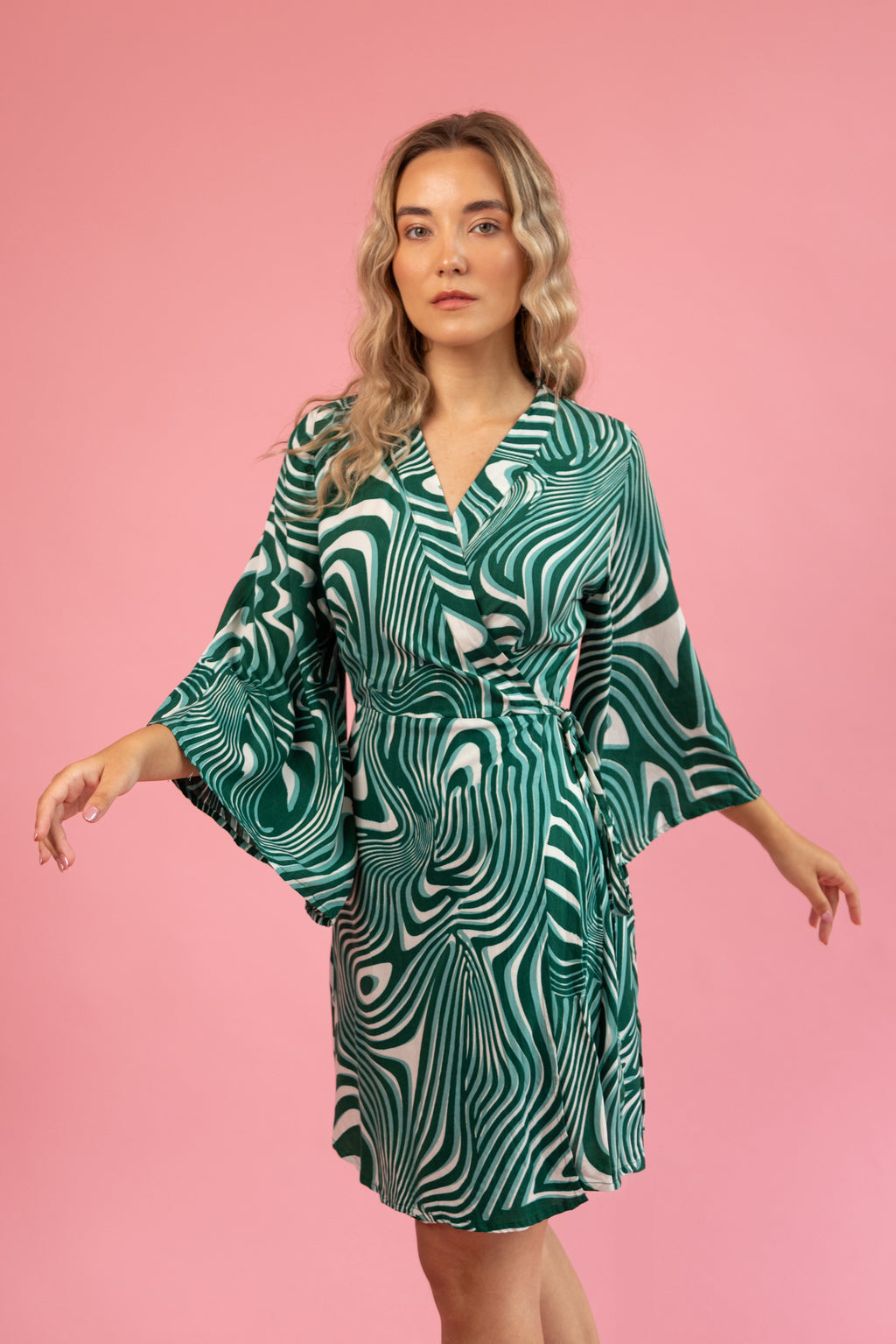 Byron Kimono Dress Funky Green