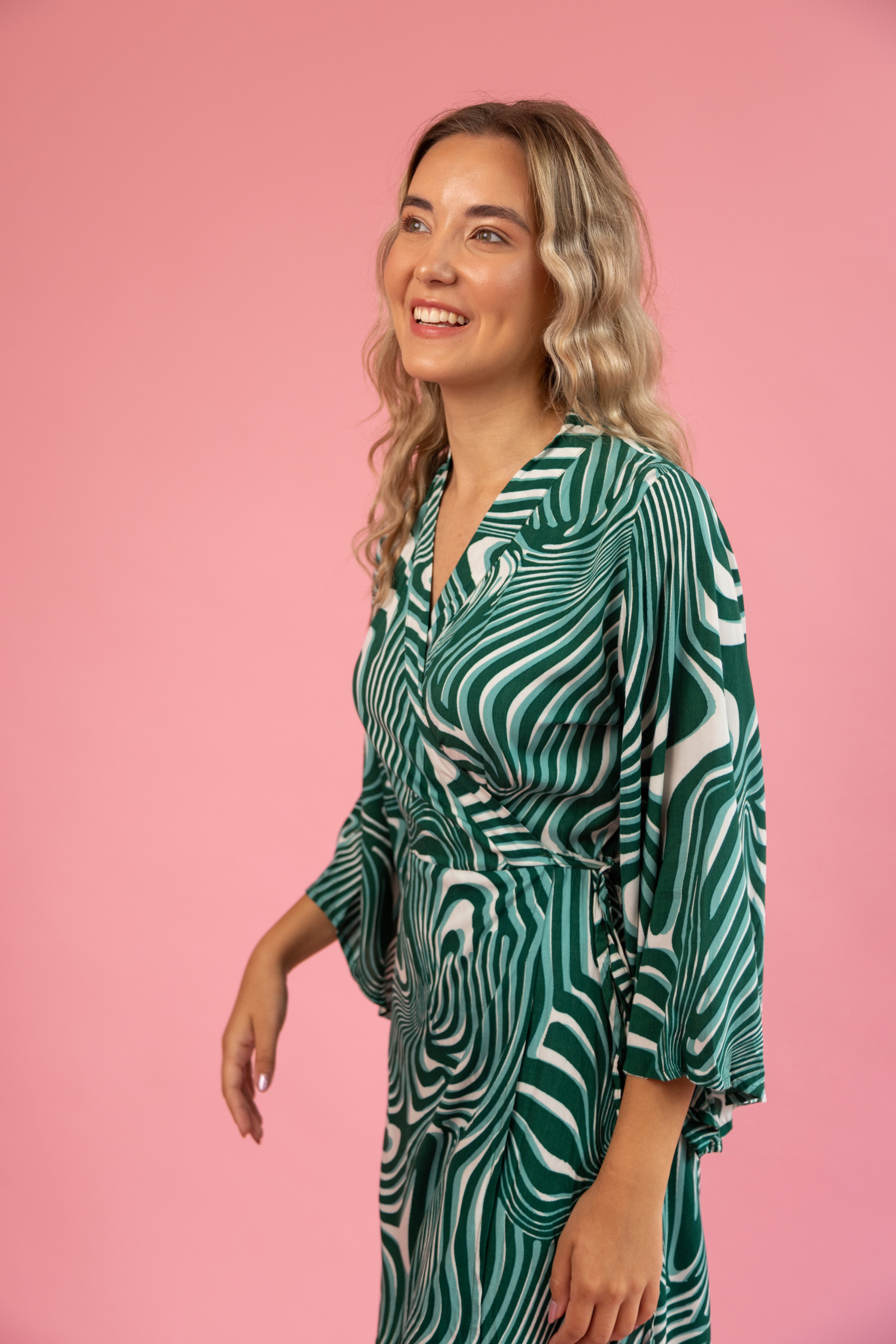 Byron Kimono Dress Funky Green
