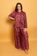 Athen Silk Pants Sangria Paisley