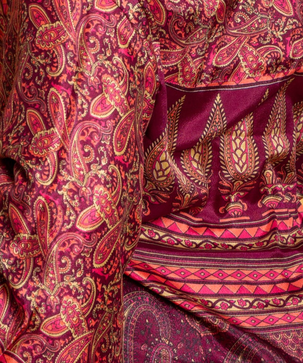 Athen Silk Pants Sangria Paisley