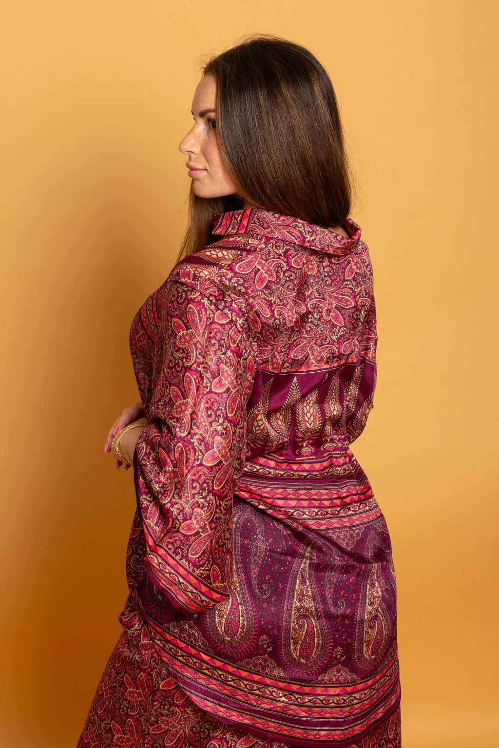 Athen Silk Pants Sangria Paisley