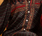 Athen Silk Pants Black & Red Flowers