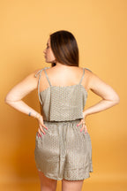 Mirissa Silk Shorts Golden Flowers