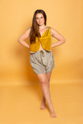 Mirissa Silk Shorts Golden Flowers