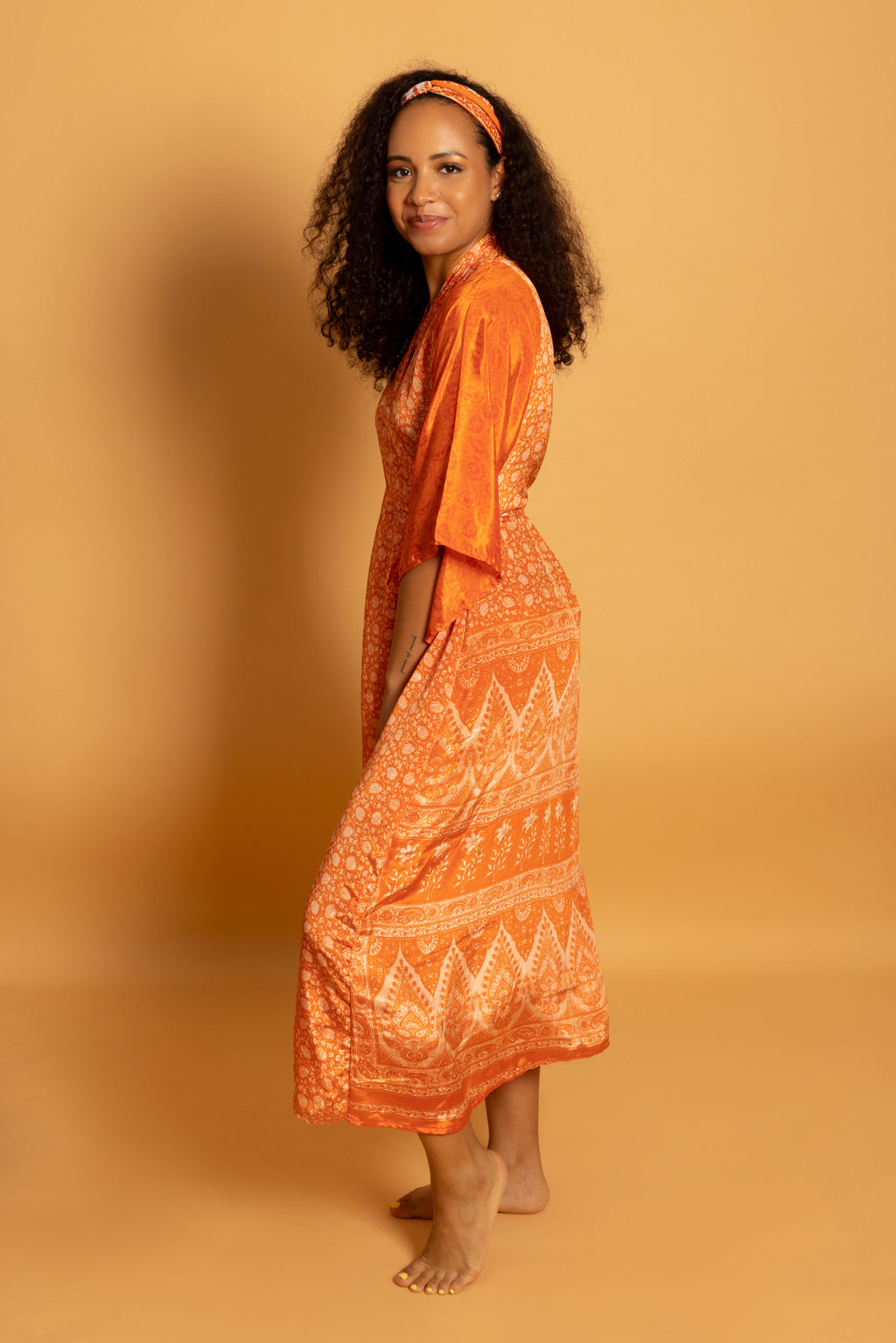 Byron Kimono Dress Orange Dream Long