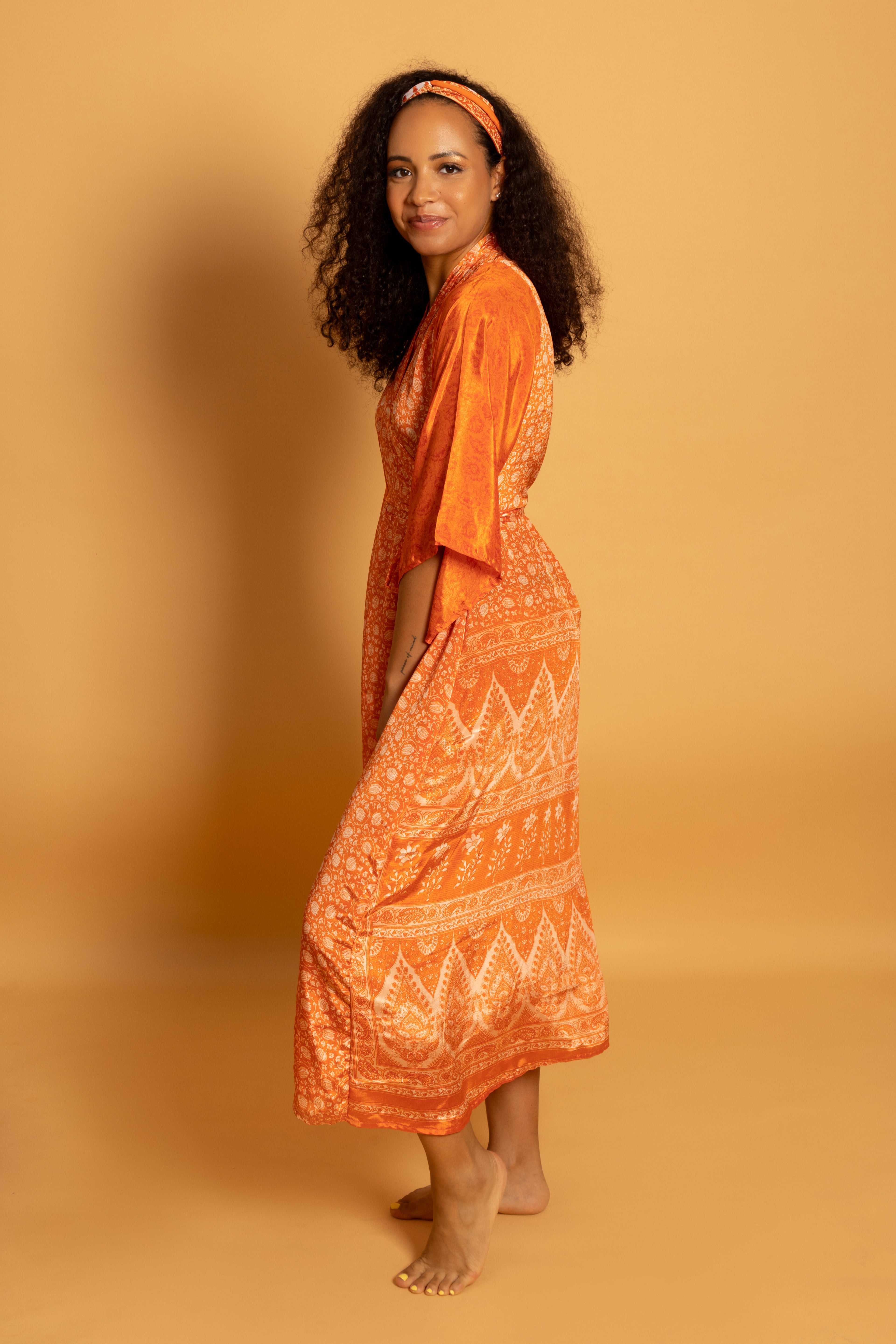 Byron Kimono Dress Orange Dream Long