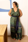 Ibiza Silk Jumpsuit Green Peacock