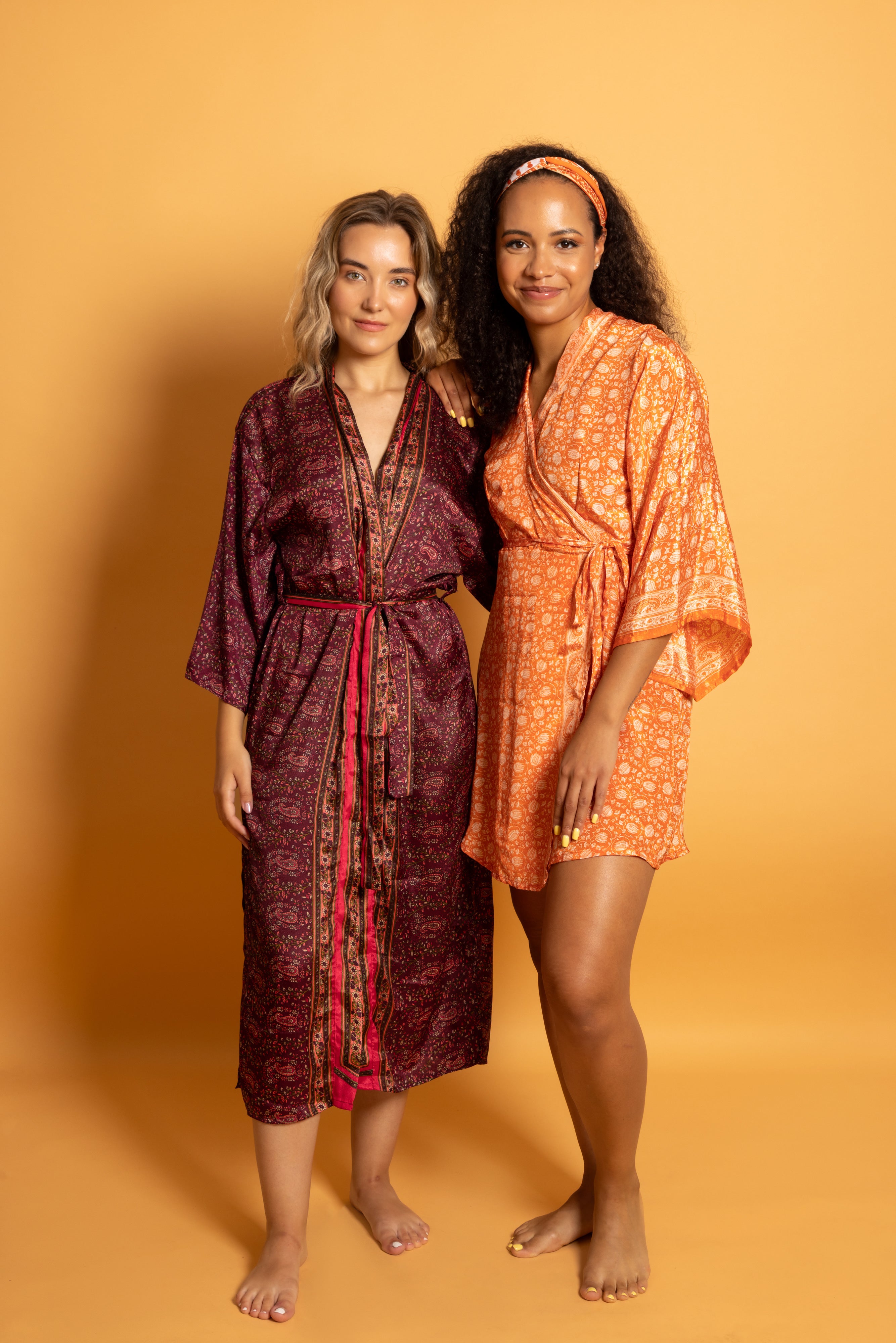 Byron Kimono Dress Orange Majestic Flowers