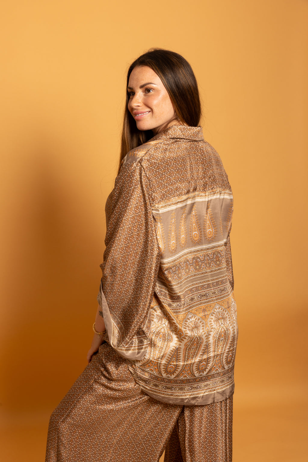 Athen Silk Pants Caramel Majestic