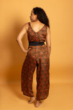 Ibiza Silk Jumpsuit Black Flowers