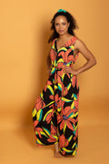 Ibiza Jumpsuits Black Pink Flowers