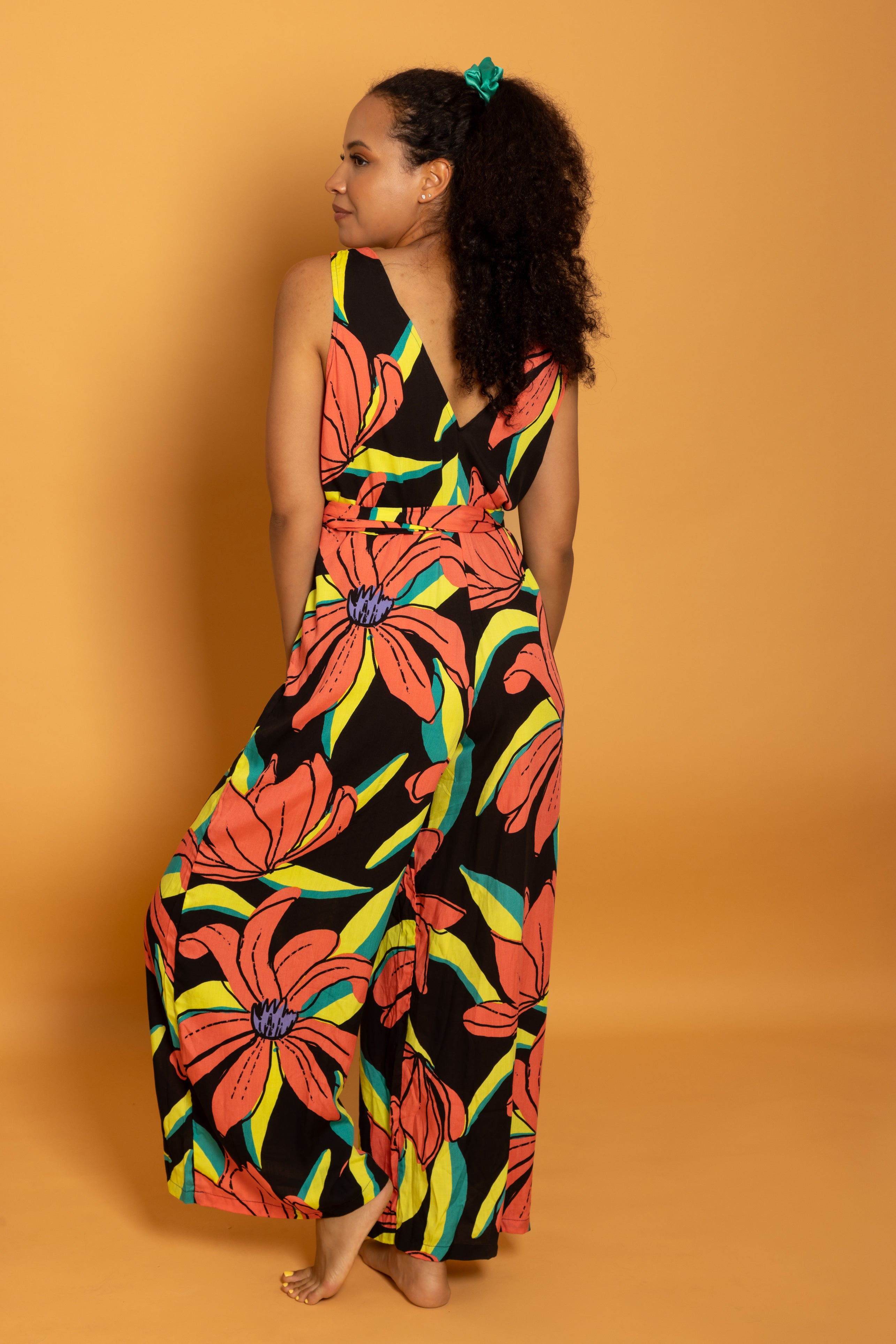 Ibiza Jumpsuits Black Pink Flowers