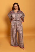 Athen Silk Pants Bordeaux Majestic Flowers