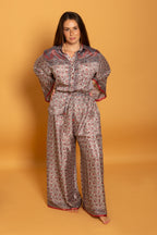 Athen Silk Pants Bordeaux Majestic Flowers