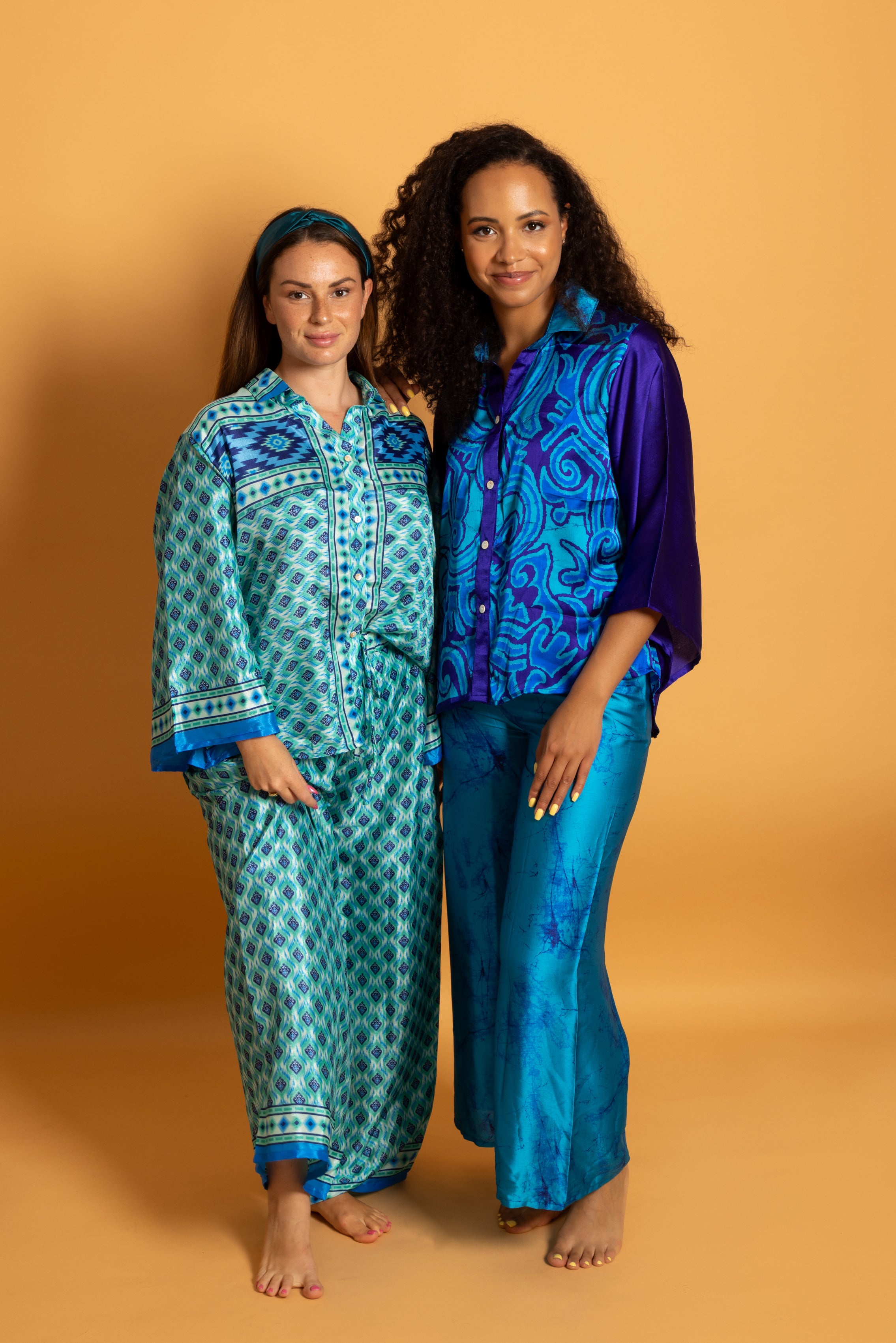 Athen Silk Pants Royal Blue Yagán