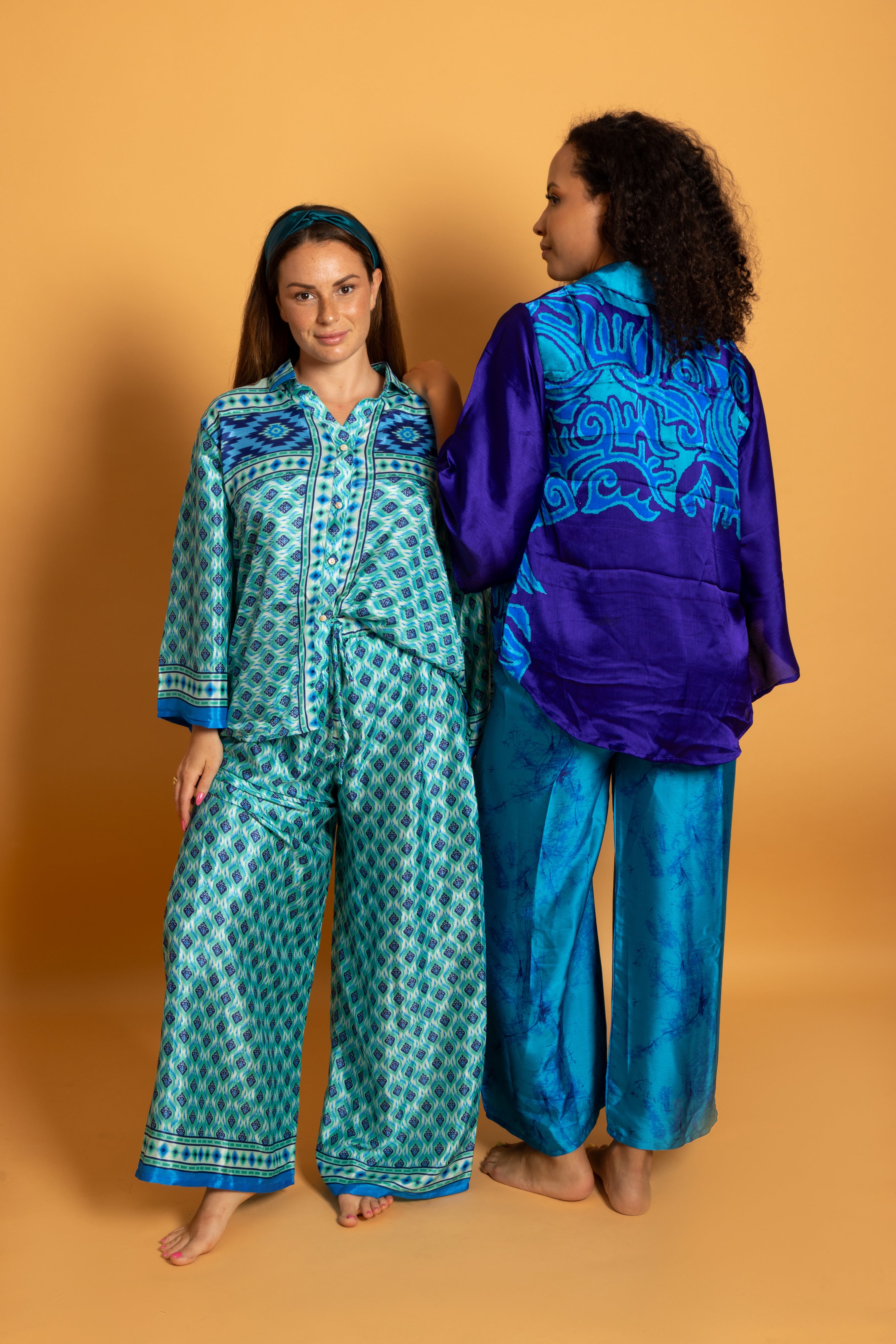 Athen Silk Pants Royal Blue Yagán
