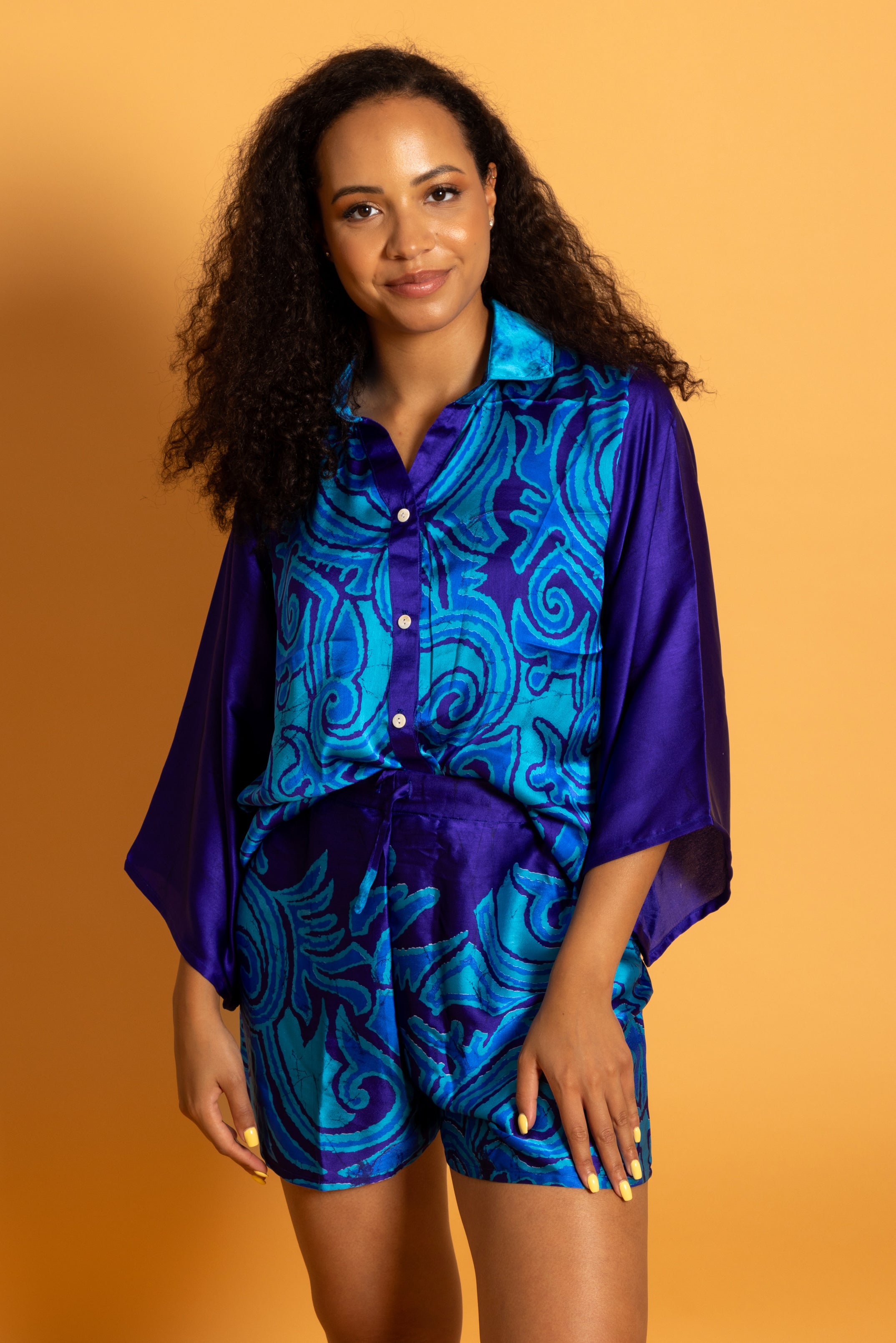 Mirissa Silk Shorts Royal Blue Yagán