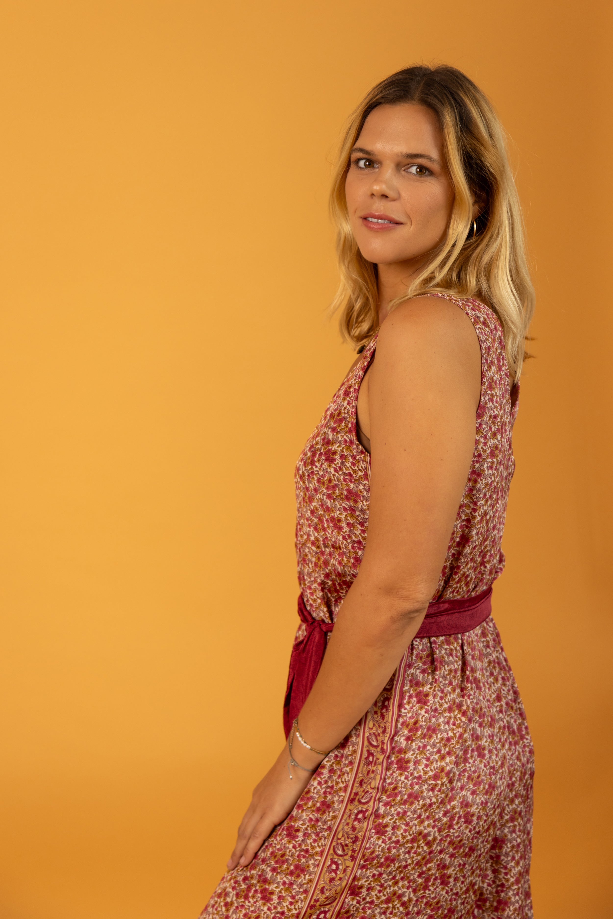 Ibiza Silk Jumpsuit Punch Flowers