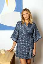 Byron Kimono Dress Blue Majestic Flowers