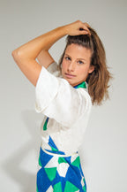 Byron Kimono Dress Blue Tricolor