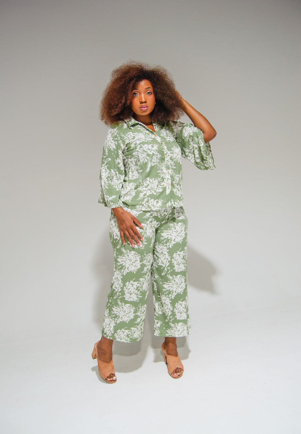 Athen Pants Green Flowers