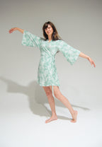 Byron Kimono Dress Mint Flowers