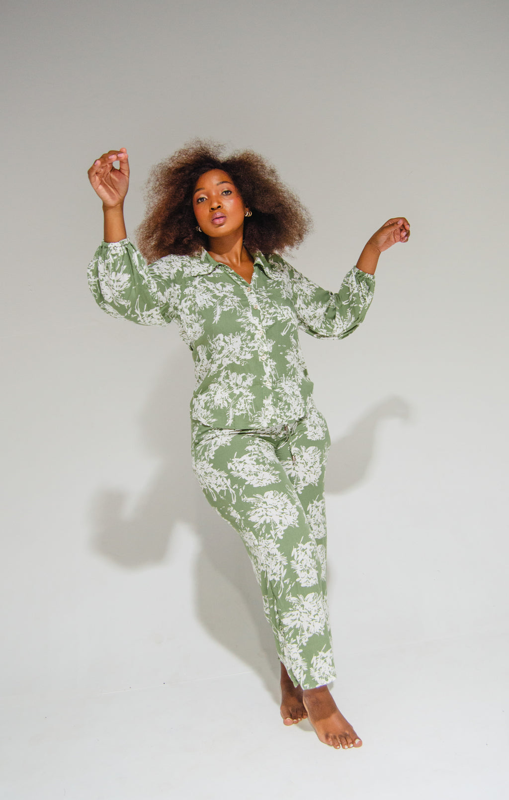 Athen Pants Green Flowers