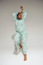Athen Pants Mint Flowers