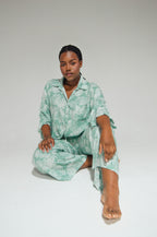 Athen Pants Mint Flowers