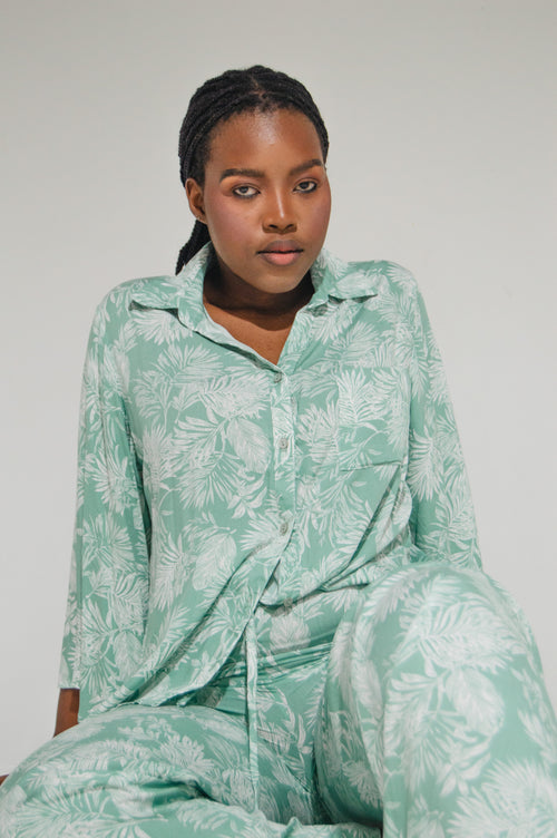 Athen Pants Mint Flowers