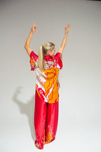 Athen Silk Pants Red Abstract