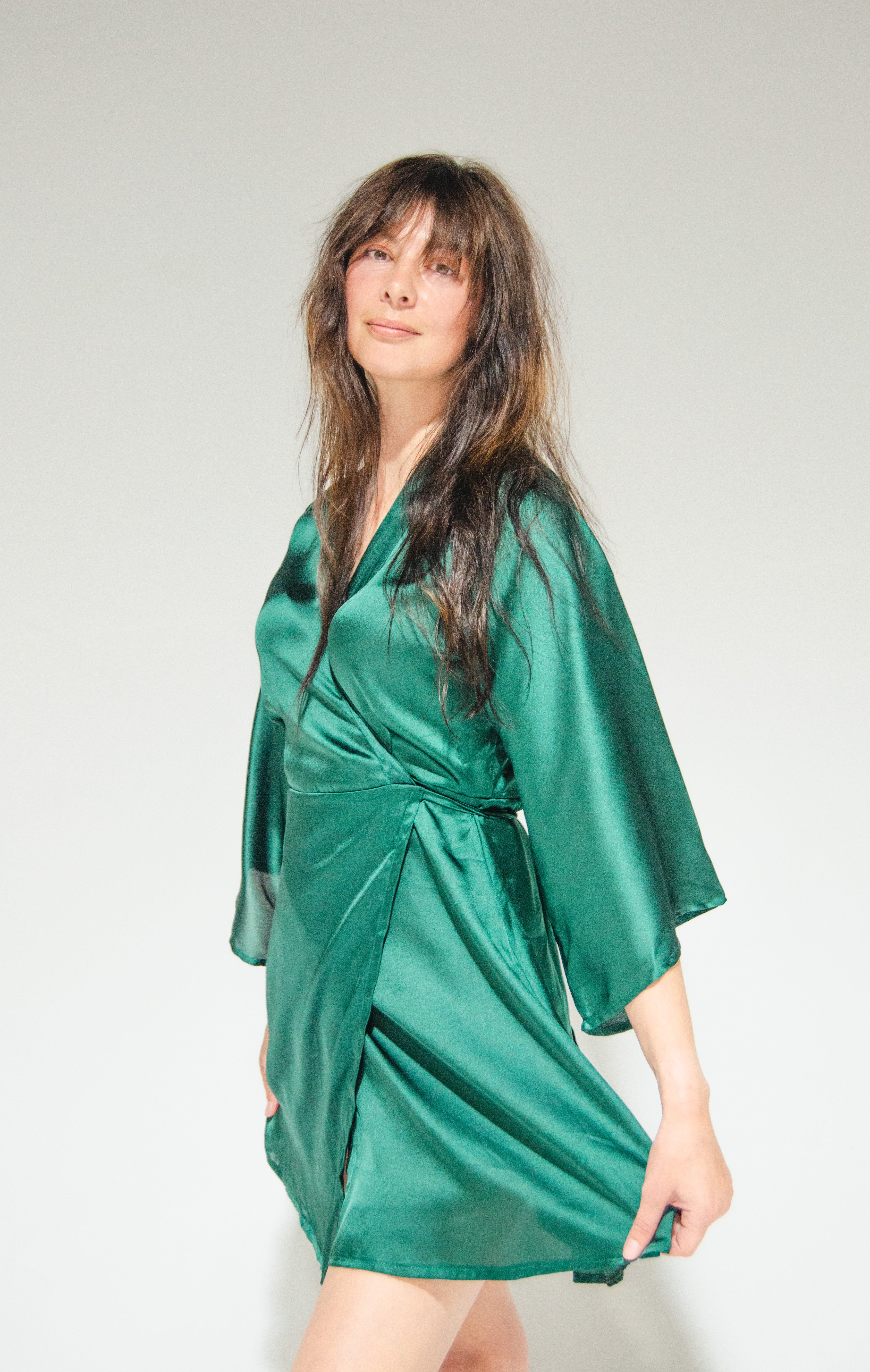 Byron Kimono Dress Dark Green
