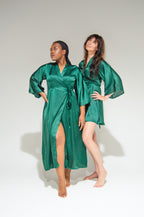 Byron Kimono Dress Dark Green Long