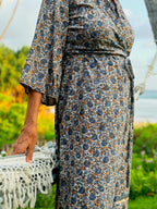 Byron Kimono Dress Blue Indian Flowers