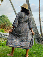Byron Kimono Dress Blue Indian Flowers