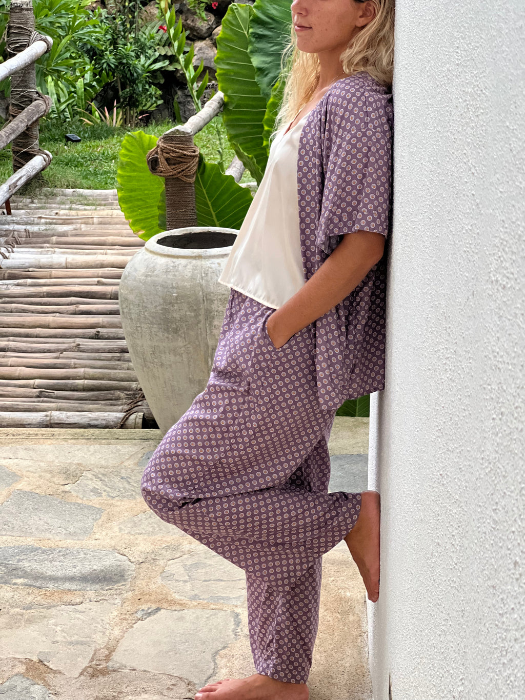 Athen Pants Purple Polka Dots