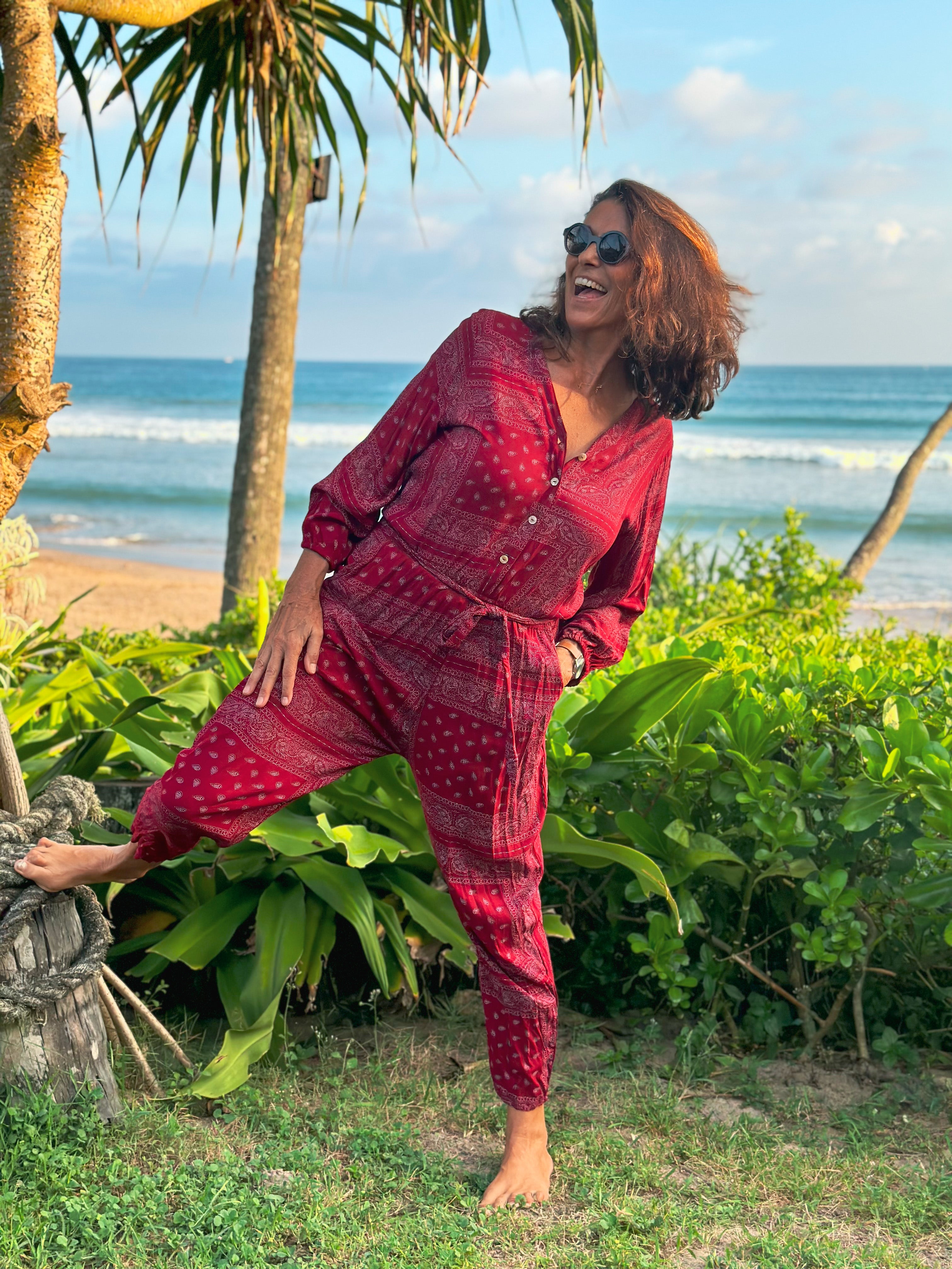 Istanbul Jumpsuit Bordeaux Paisley