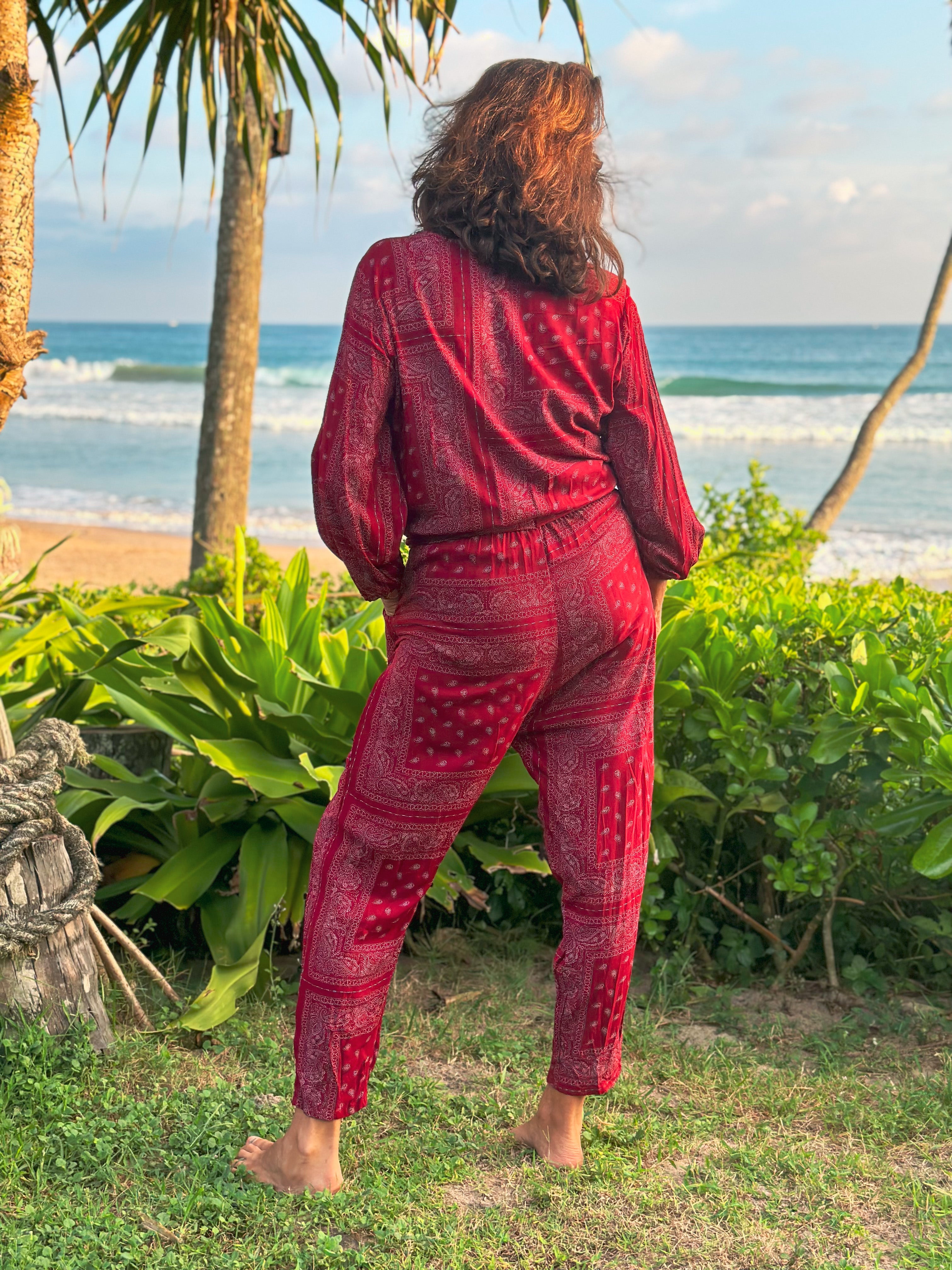 Istanbul Jumpsuit Bordeaux Paisley
