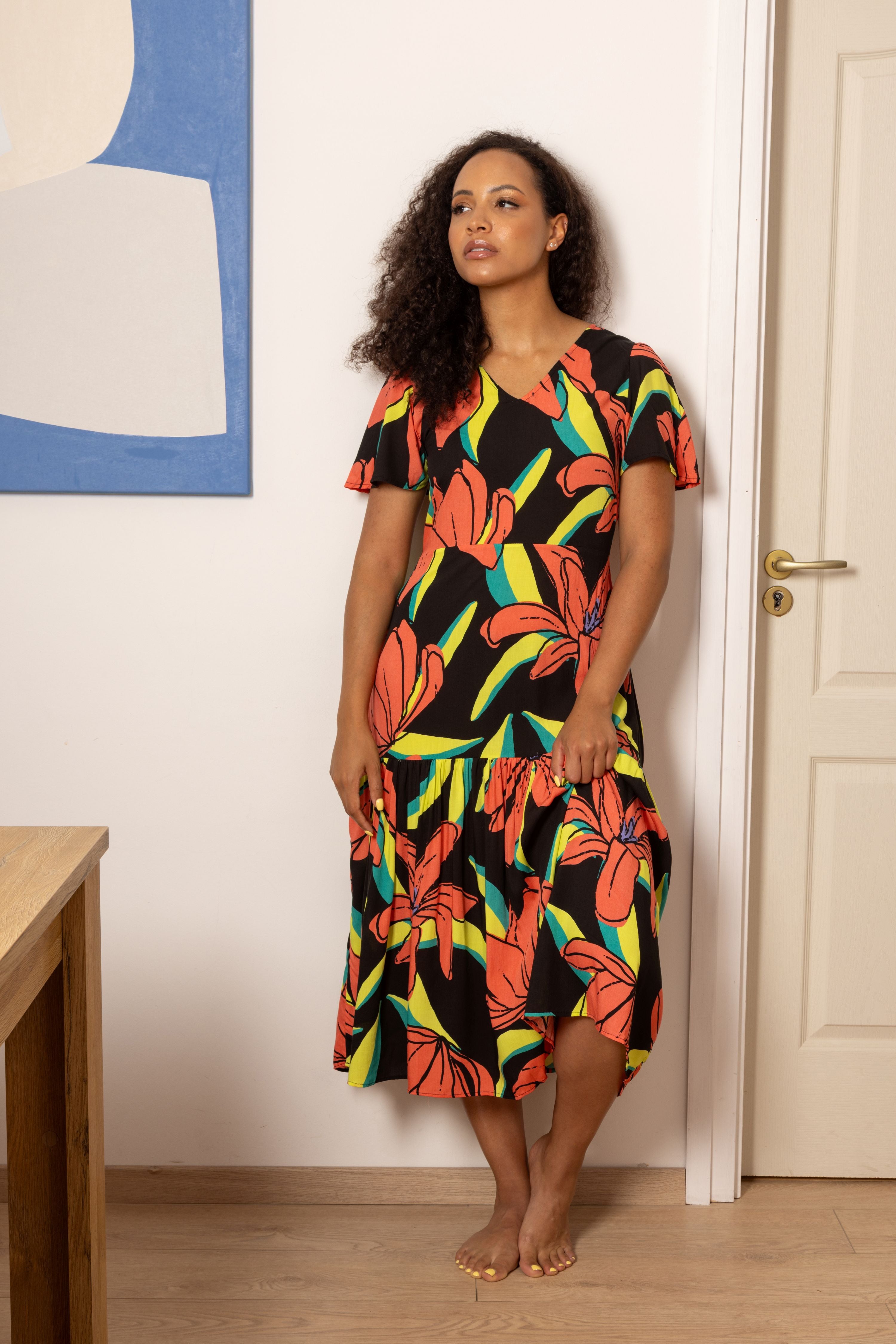 Malaga Dress Midnight Tropics