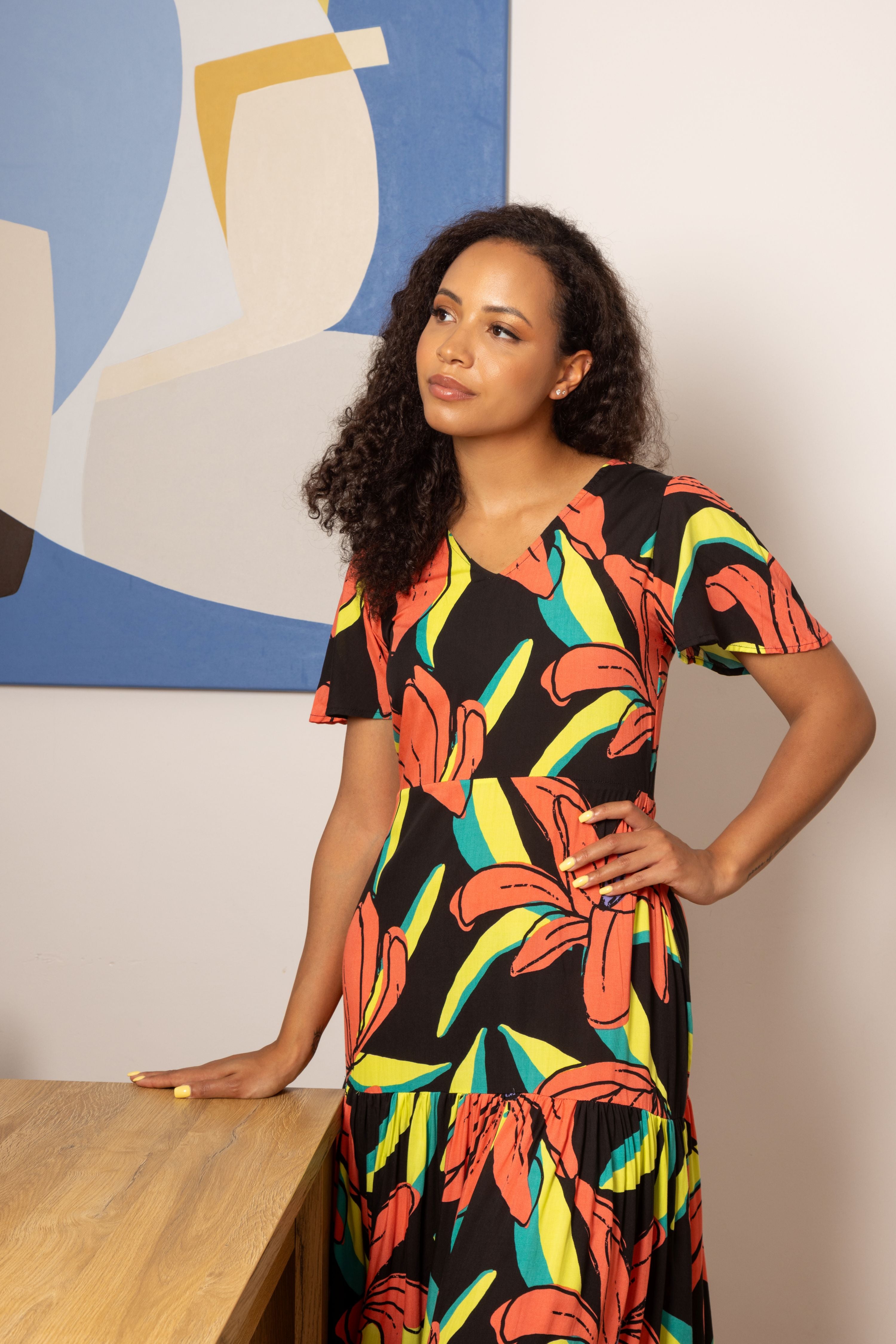 Malaga Dress Midnight Tropics