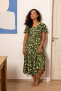 Malaga Dresss Khaki Flowers