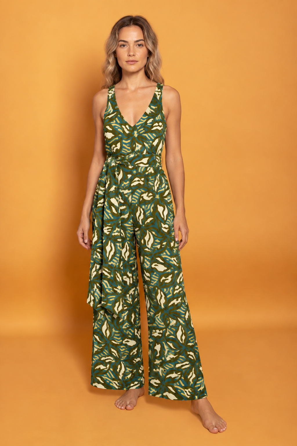 Mumbai Jumpsuit Khaki Flowers