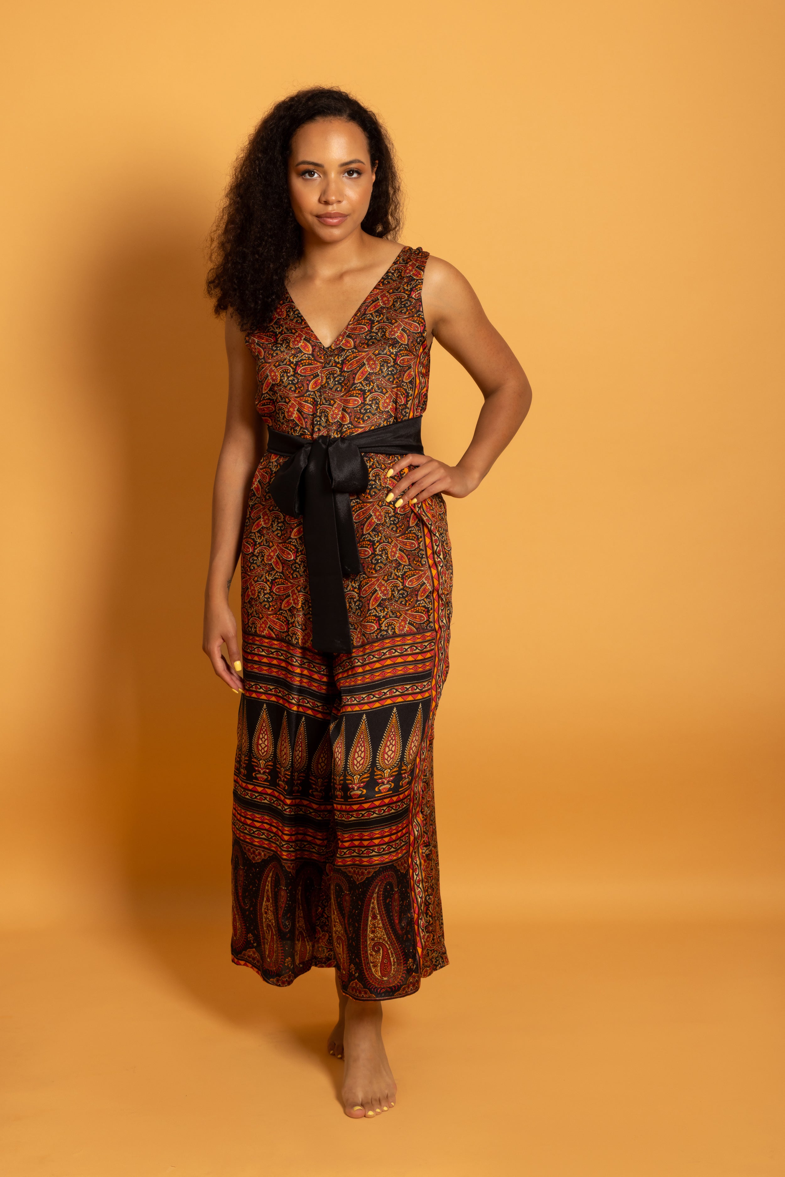 Mumbai Jumpsuit Saffron Paisley