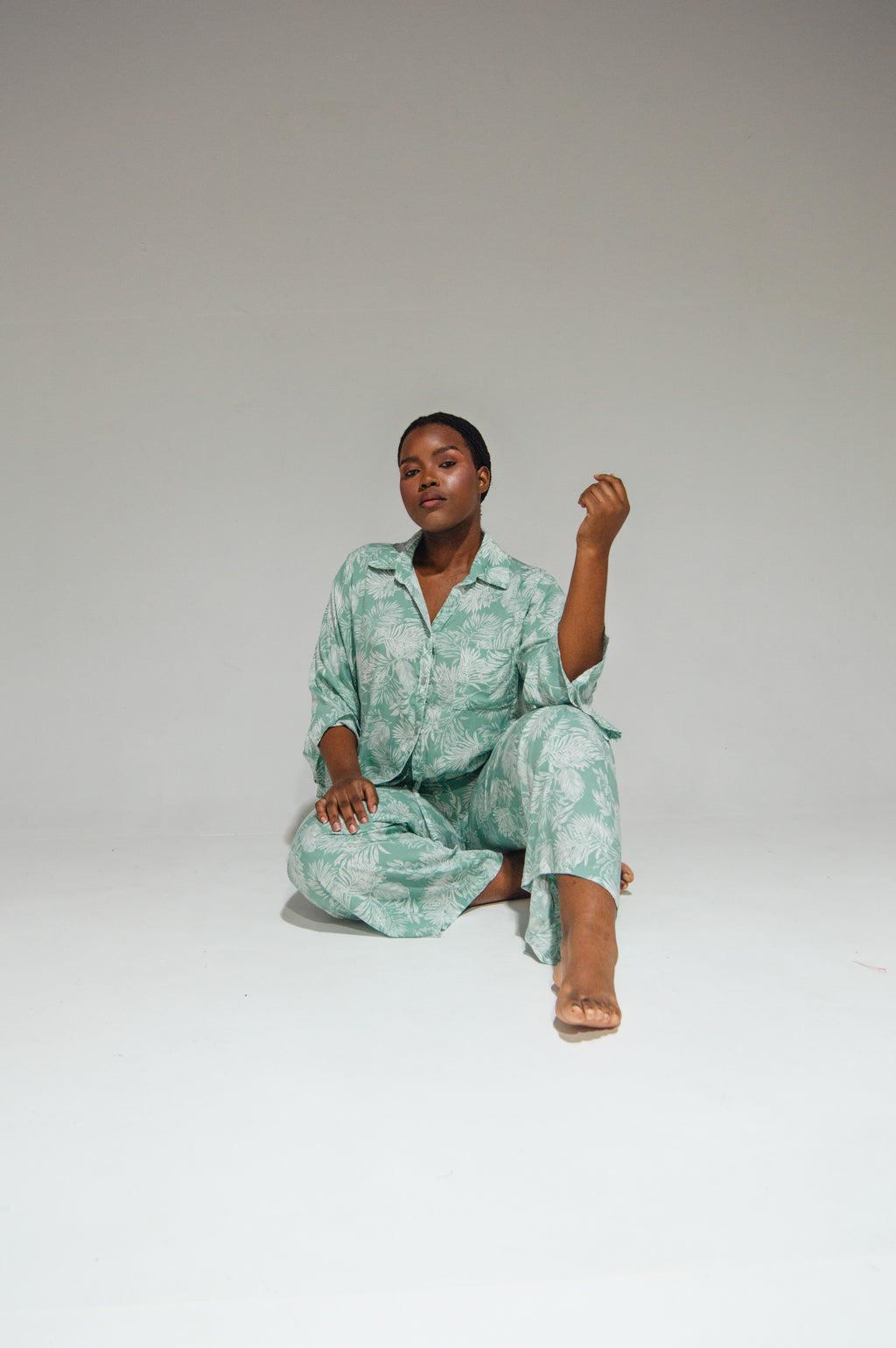 Athen Pants Mint Flowers