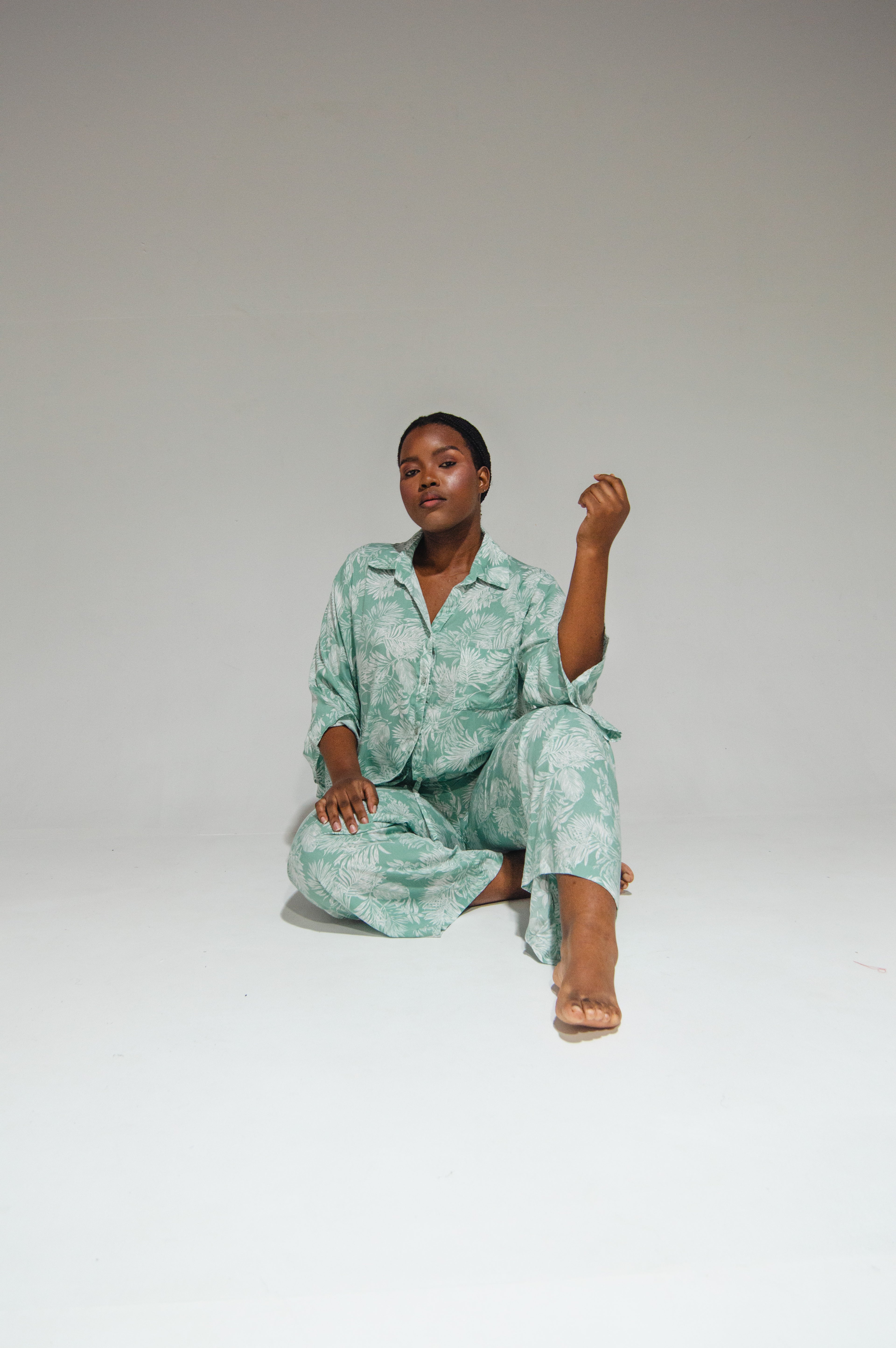 Athen Pants Mint Flowers